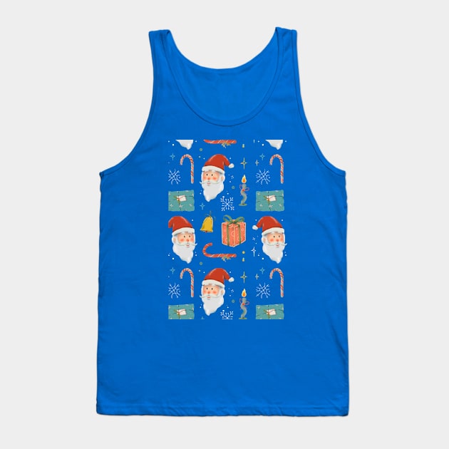 Christmas hand Drawn Watercolor Doodle Tank Top by Mako Design 